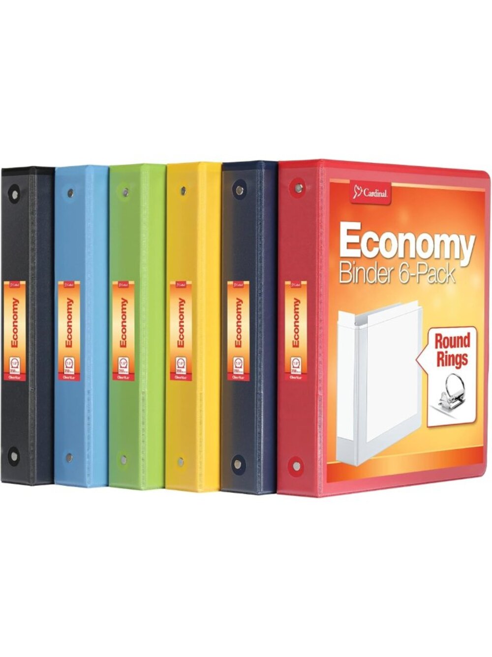 6 Pack 1.5 Inch Round Ring Binders, ClearVue Presentation, Holds 350 Sheets